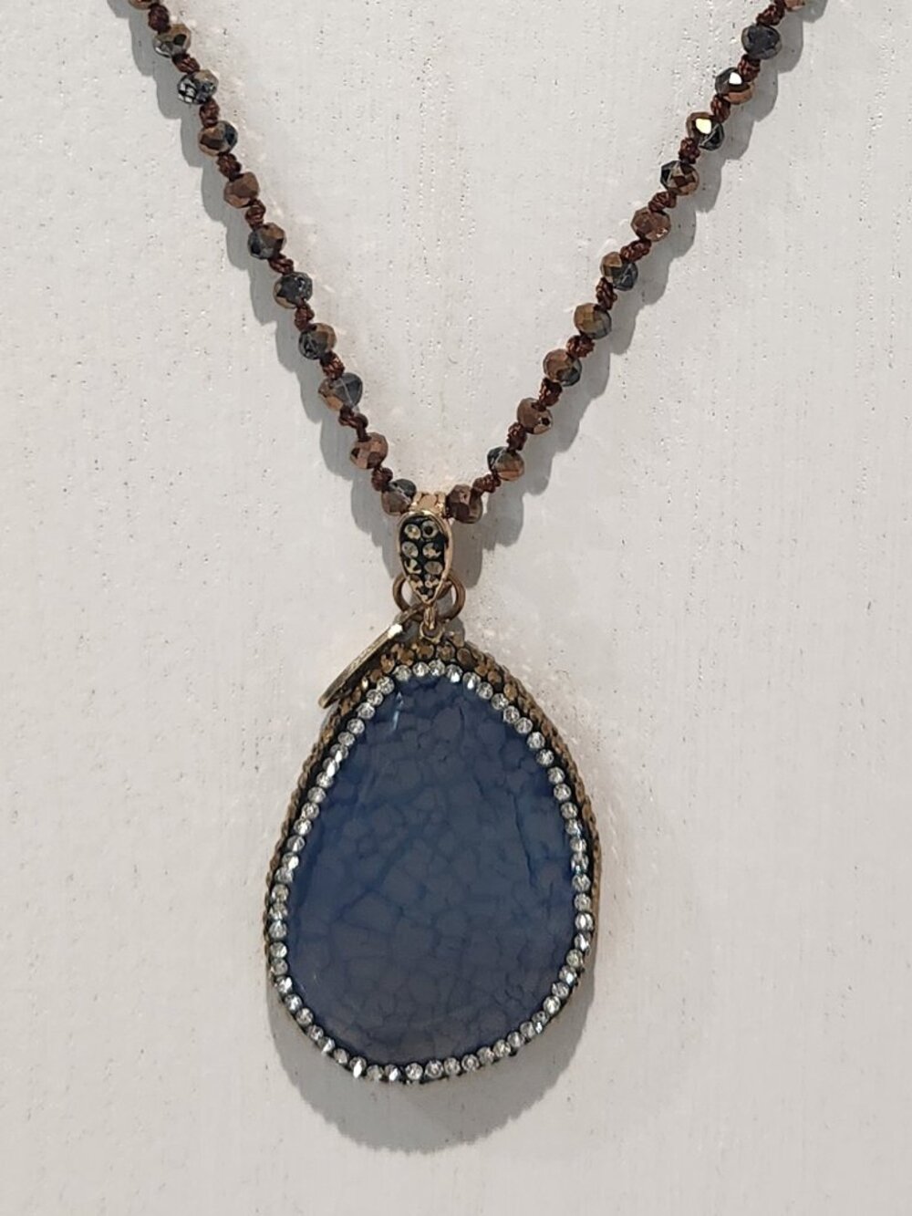 Natasha Beaded Necklace with Tear-drop Stone